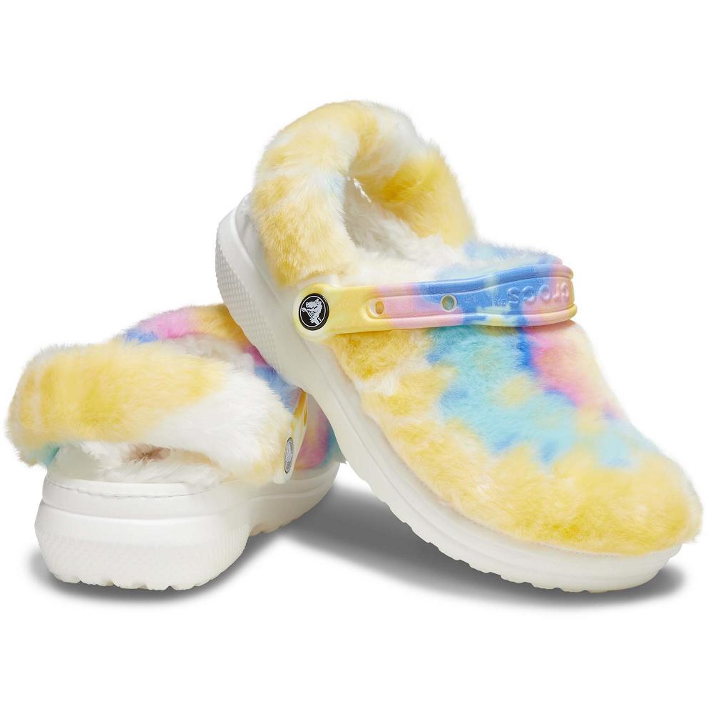 Yellow / Multi Women's Crocs Classic Fur Sure Clogs | NZ 0092FDNM